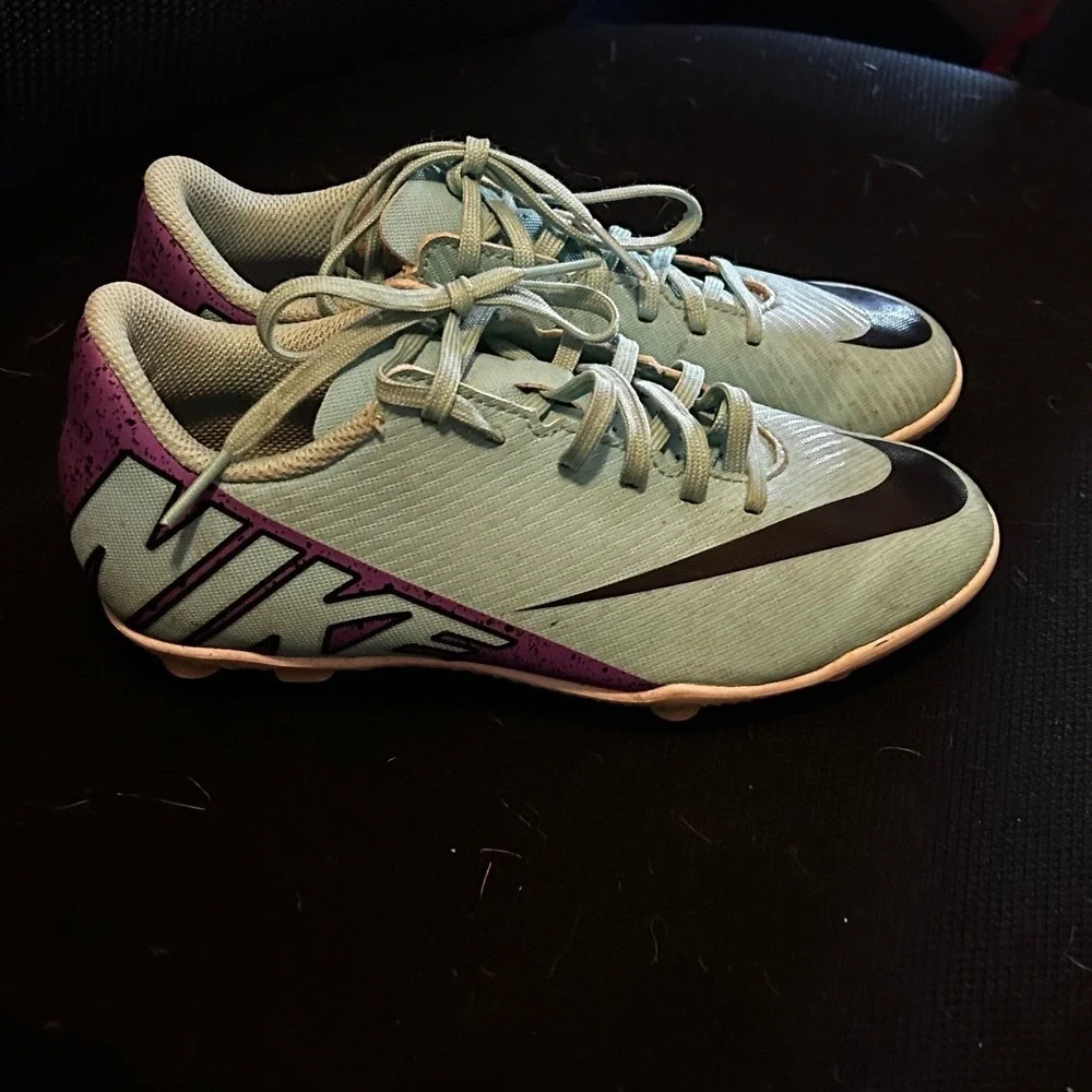 Nike Kids Soccer Cleats Light Blue/Purple Jr. Mercurial Vapor Size 1.5 T52